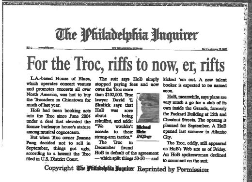For the Troc, Riffs to Now, er, Rifts â€” The Philadelphia Inquirer
