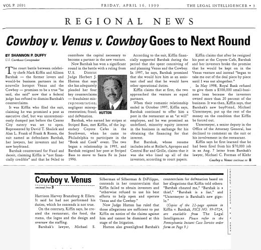 Cowboy v. Venus v. Cowboy Goes to Next Round â€” The Legal Intelligencer